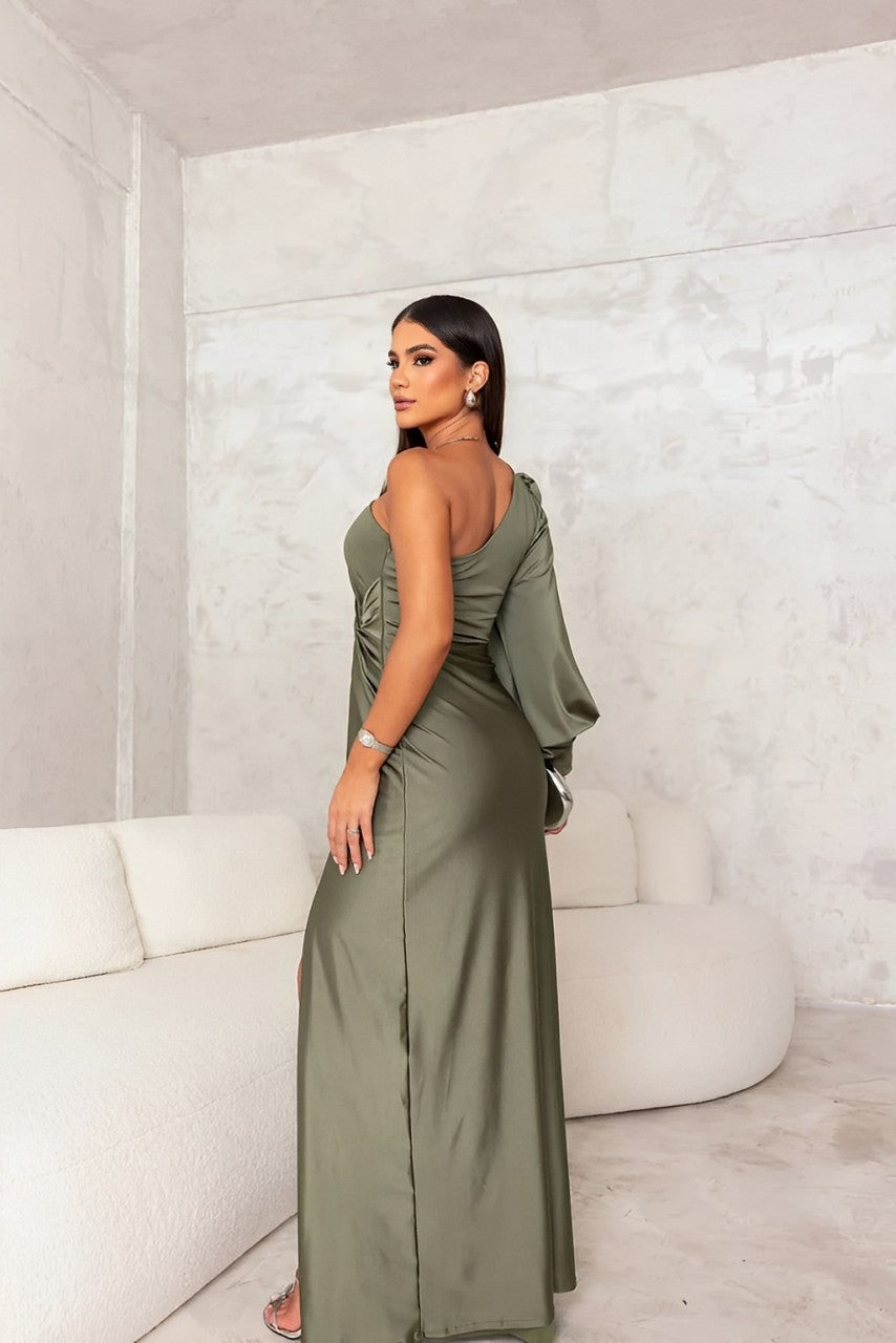 Turquoise Grace stylish elegant dress by THE WHITMORE FAMILY, showcasing a flowing design and refined fabric.