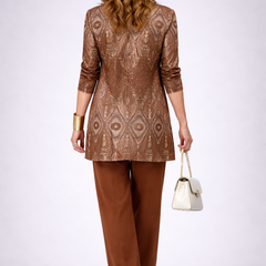 BRIGIT Graceful three-piece trouser set by THE WHITMORE FAMILY worn by a child, featuring a top, trousers, and a matching jacket.
