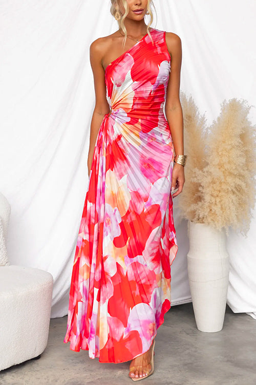 Yanira pleated one-shoulder wedding guest dress by THE WHITMORE FAMILY, stylish evening dress with elegant design.