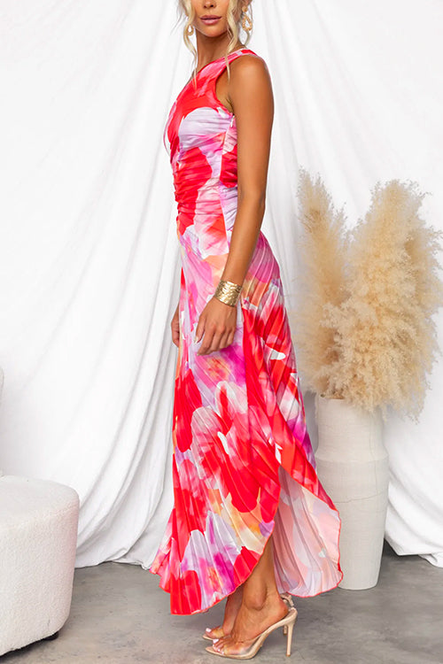 Yanira pleated one-shoulder wedding guest dress by THE WHITMORE FAMILY, stylish and elegant for special occasions.