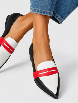 White Lhyzeth Modern Chic Loafers by THE WHITMORE FAMILY, stylish slip-on shoes with sleek design and comfortable fit.