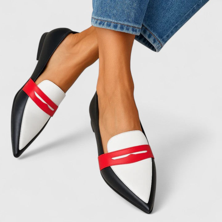 White Lhyzeth Modern Chic Loafers by THE WHITMORE FAMILY, stylish slip-on shoes with sleek design and comfortable fit.
