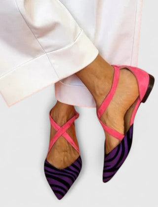 Elegant white ballerina shoe with straps from THE WHITMORE FAMILY's Grace collection, showcasing a stylish, comfortable design.