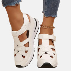 White Aveta™ orthopedic sandals by THE WHITMORE FAMILY with cushioned footbed and supportive design for comfortable wear.