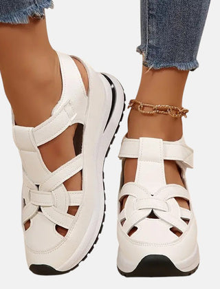 White Aveta™ orthopedic sandals by THE WHITMORE FAMILY with cushioned footbed and supportive design for comfortable wear.