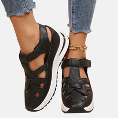 White Aveta™ orthopedic sandals by THE WHITMORE FAMILY featuring supportive straps and cushioned soles.