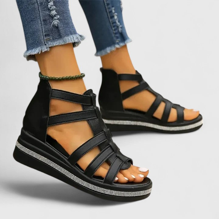 Kendall™ orthopedic Strass sandals by THE WHITMORE FAMILY in white with decorative straps, designed for comfort and style.