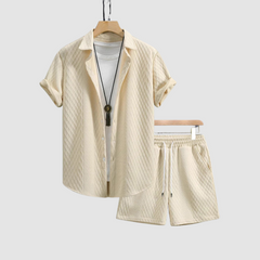 White Ramsey™ Casual Cruise Set by THE WHITMORE FAMILY displayed on a model, featuring relaxed casual clothing perfect for comfortable outings.