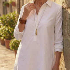 White Sancia Easy Street Dress by THE WHITMORE FAMILY, featuring a flowing silhouette and casual style.