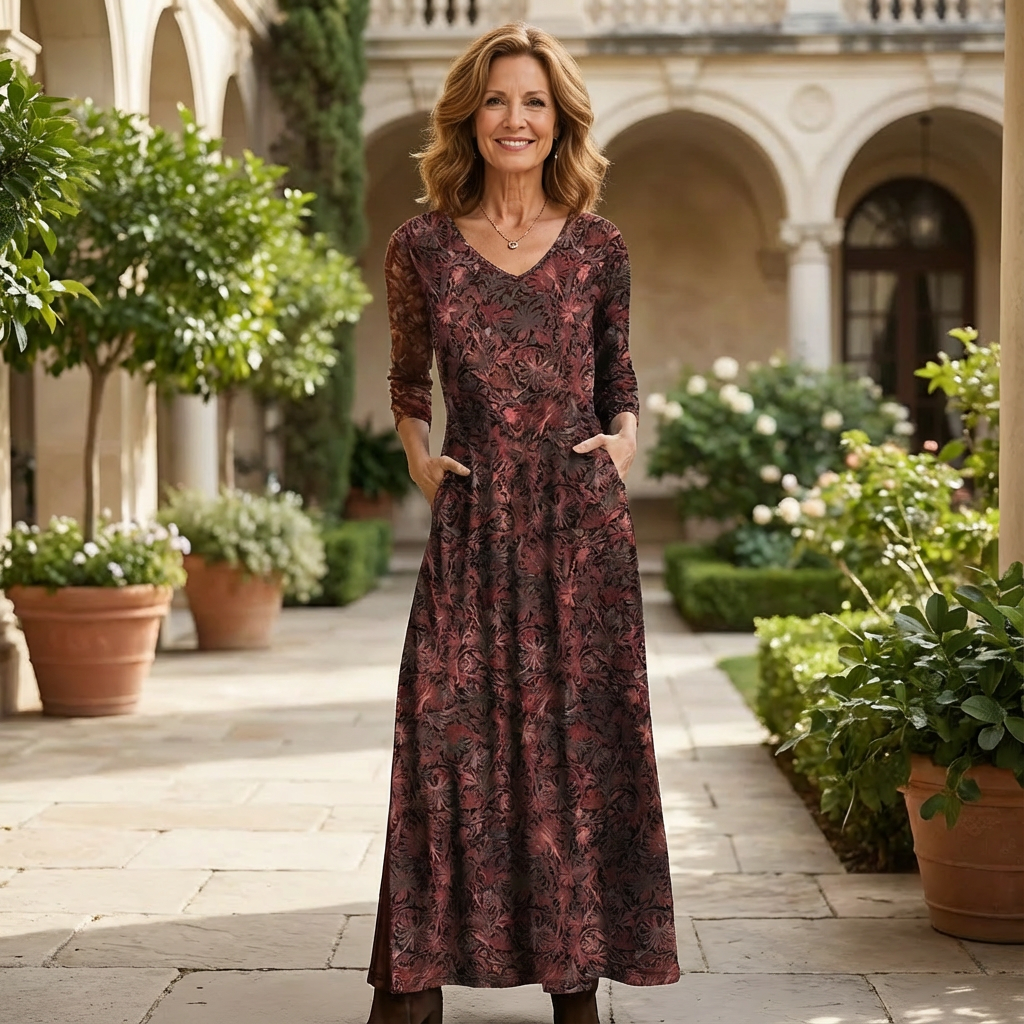 Kendal floral maxi dress for women by THE WHITMORE FAMILY, featuring a colorful floral pattern and flowing silhouette.