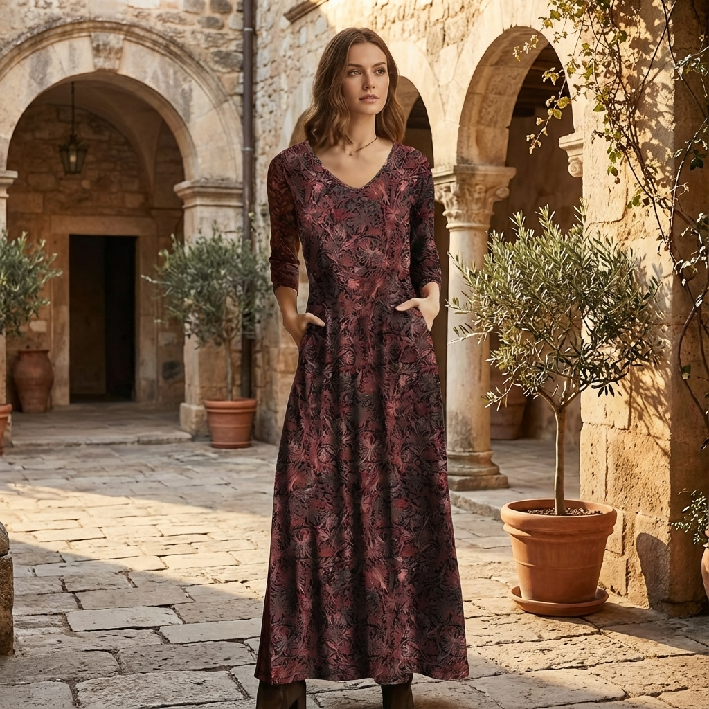 Kendal floral maxi dress for women by THE WHITMORE FAMILY, colorful lightweight dress with a flowing silhouette.