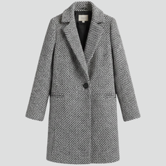 Women’s grey coat with blazer collar and woven texture, stylish outerwear by THE WHITMORE FAMILY