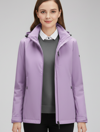 Women’s hooded jacket with zipper from THE WHITMORE FAMILY, featuring a casual fit and adjustable hood in a stylish design.