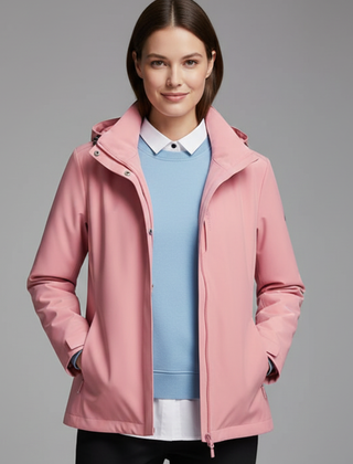 Women’s hooded jacket with zipper from THE WHITMORE FAMILY, featuring a comfortable fit and stylish design in the image.