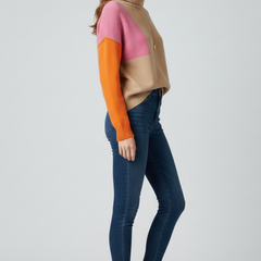 Women’s knit sweater with high collar and ribbed cuffs, stylish and cozy, from THE WHITMORE FAMILY brand