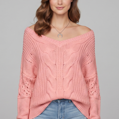 Women’s oversized sweater with long sleeves and ribbed cuffs, in soft knit fabric, by THE WHITMORE FAMILY.