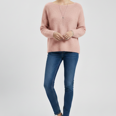 Women’s sweater by THE WHITMORE FAMILY featuring a wide neckline and brushed knit surface, cozy and stylish for casual wear.