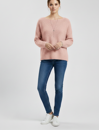 Women’s sweater by THE WHITMORE FAMILY featuring a wide neckline and brushed knit surface, cozy and stylish for casual wear.
