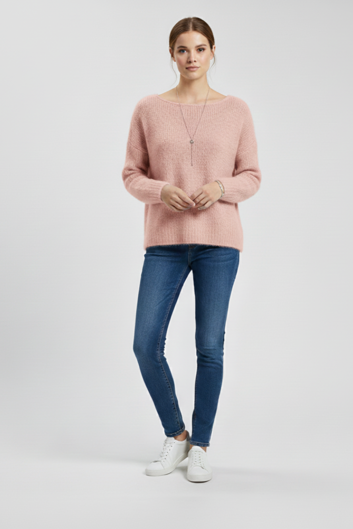 Women’s sweater by THE WHITMORE FAMILY featuring a wide neckline and brushed knit surface, cozy and stylish for casual wear.