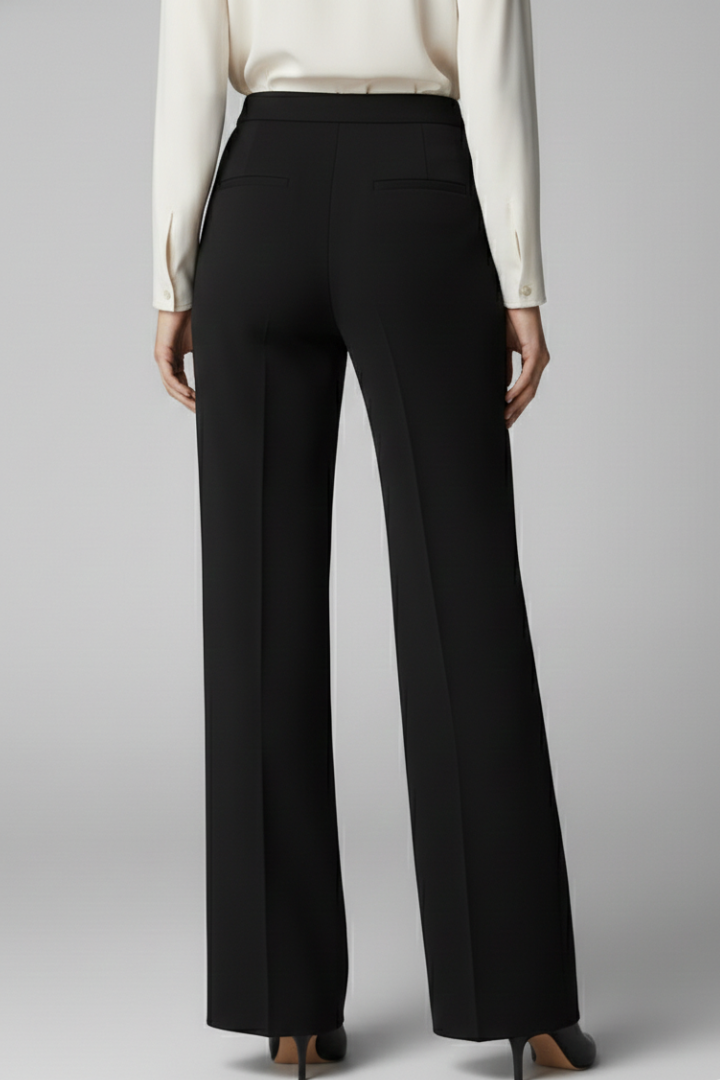 Women’s high waist palazzo trousers with wide legs by THE WHITMORE FAMILY, showcasing a stylish, flowy fit and comfortable design.