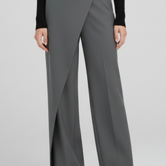 Women's trousers with asymmetric front design and straight legs by THE WHITMORE FAMILY, shown in a stylish, tailored fit.