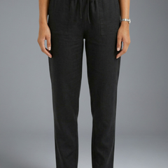 Women’s trousers with elasticated waistband and drawstring by THE WHITMORE FAMILY, featuring a comfortable, casual fit.
