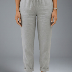 Women’s trousers with elasticated waistband and drawstring from THE WHITMORE FAMILY, casual and comfortable fit.
