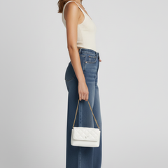 Women’s wide-leg jeans by THE WHITMORE FAMILY featuring pockets and fleece lining, in blue denim.