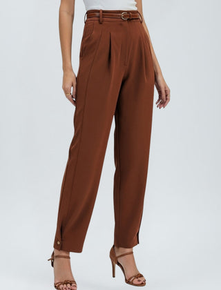 Olive green women's trousers with high waist from THE WHITMORE FAMILY, stylish and comfortable women's pants for casual wear.
