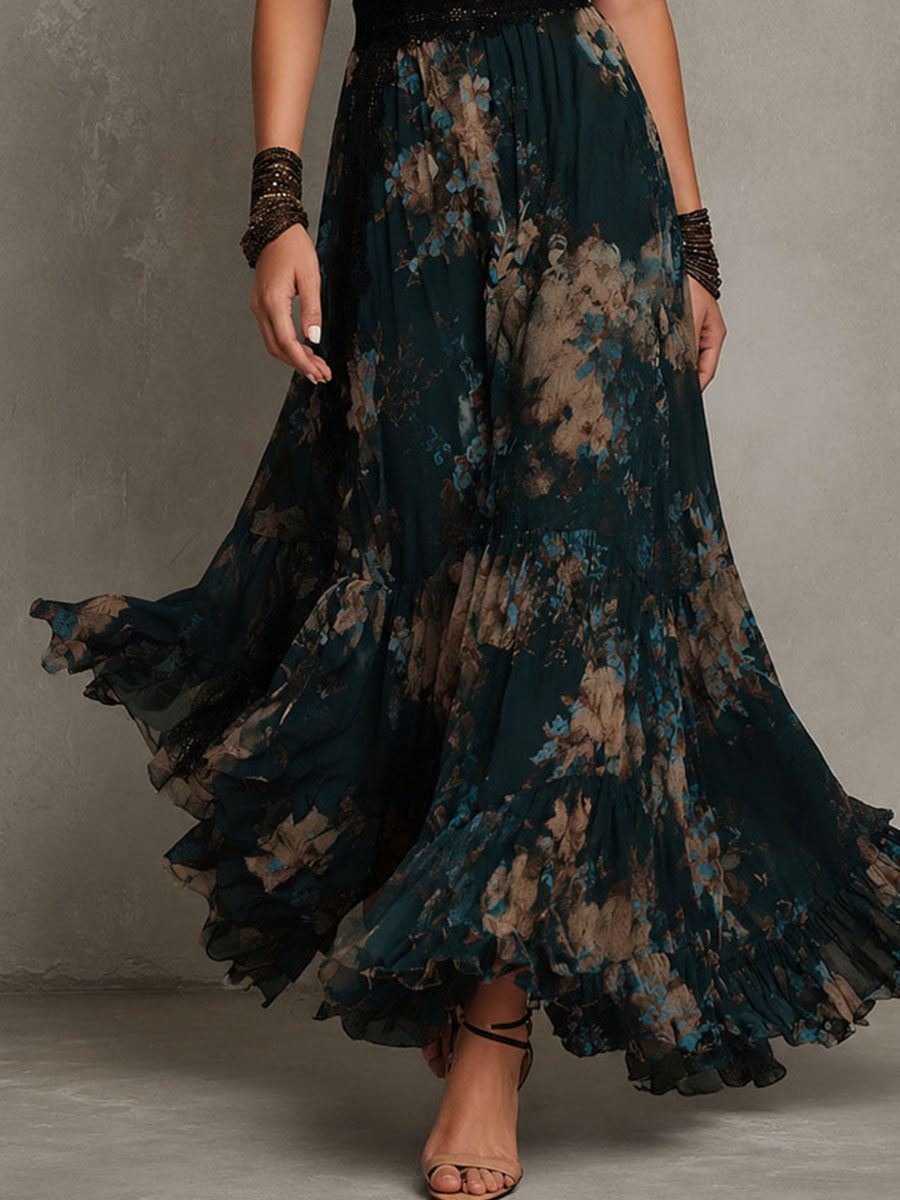 Gillian™ Maxi Dress by THE WHITMORE FAMILY in XS, flowing fabric with a floral pattern, sleeveless design, and V-neck style.