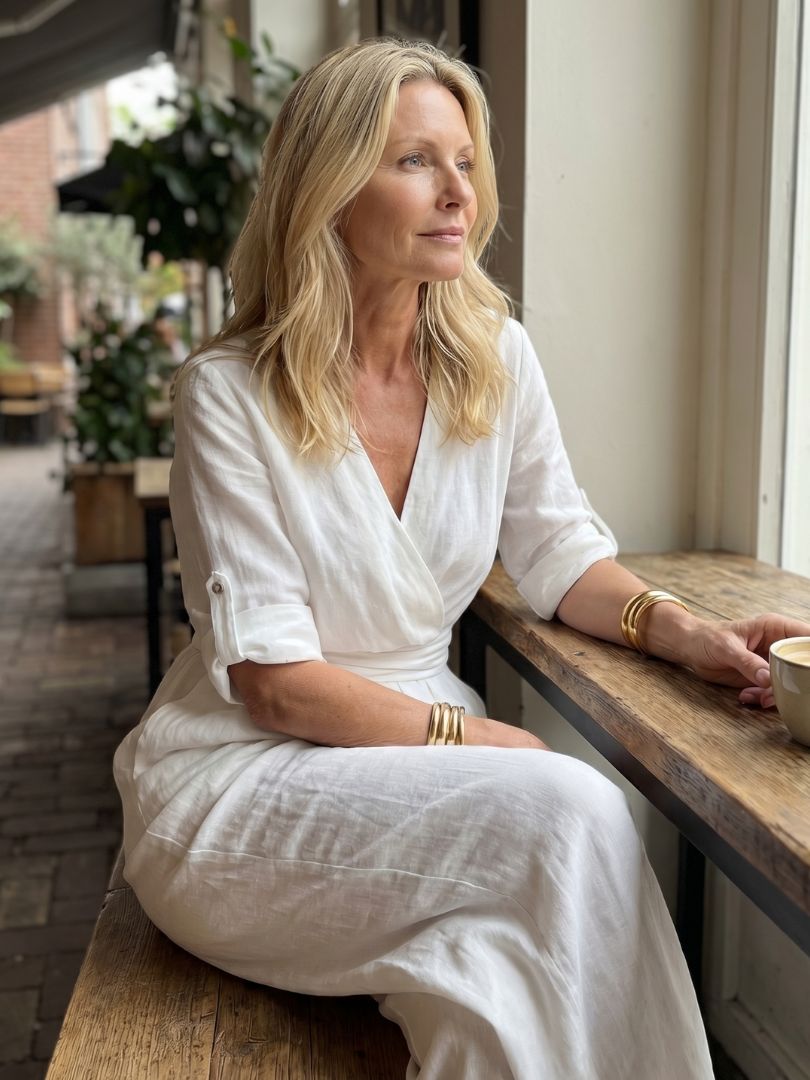 Yellow Wanda cross-front wide-leg jumpsuit by THE WHITMORE FAMILY, featuring a stylish front design and wide-leg silhouette.