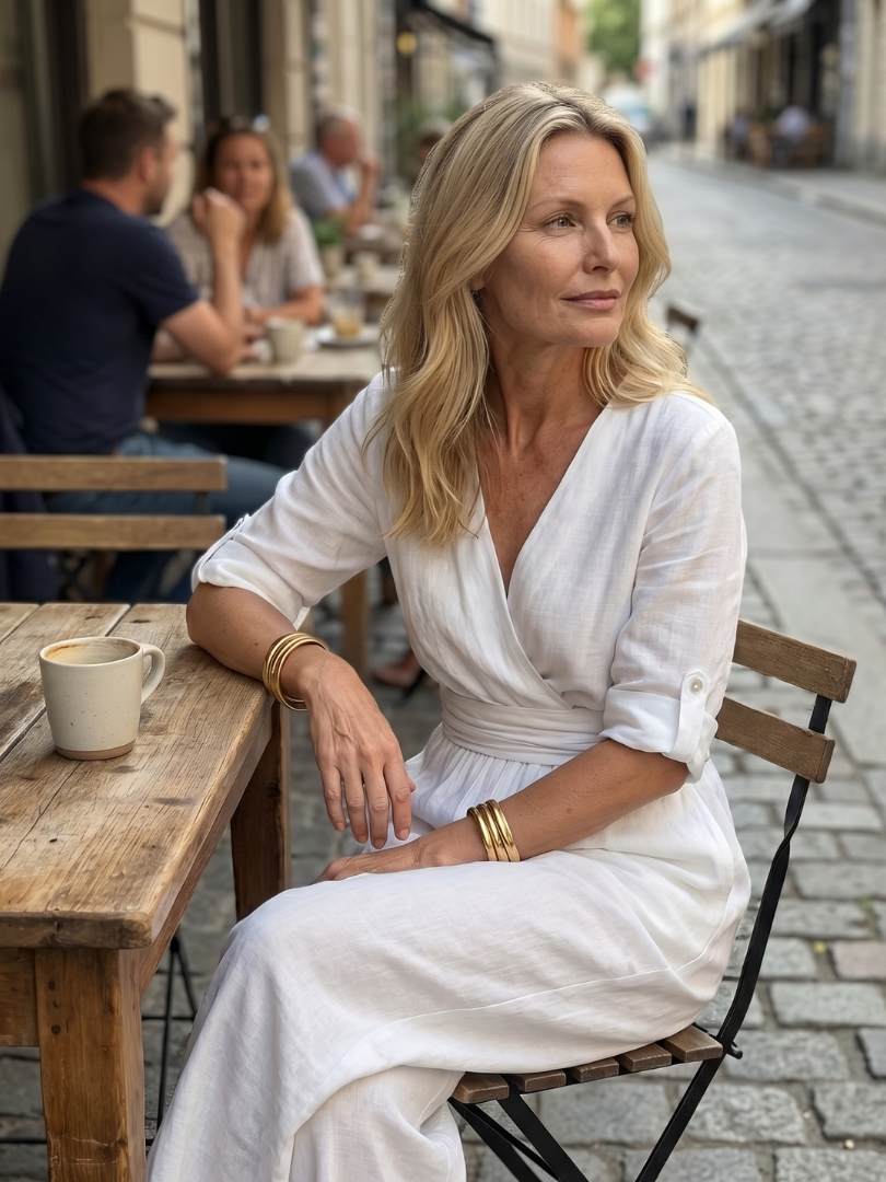 Yellow Wanda cross-front wide-leg jumpsuit by THE WHITMORE FAMILY, featuring a stylish front design and flowing wide-leg silhouette.