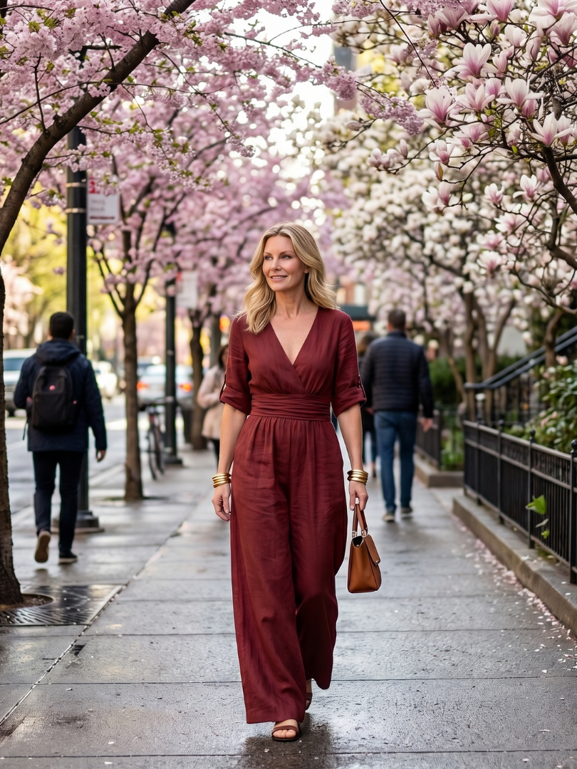 Yellow Wanda cross-front wide-leg jumpsuit by THE WHITMORE FAMILY, featuring a stylish front design and flowing wide-leg silhouette.