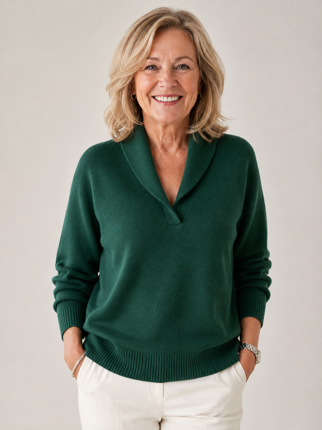 Soft V-neck jumper by THE WHITMORE FAMILY, featuring a cozy knit fabric and classic V-neck design for casual style.