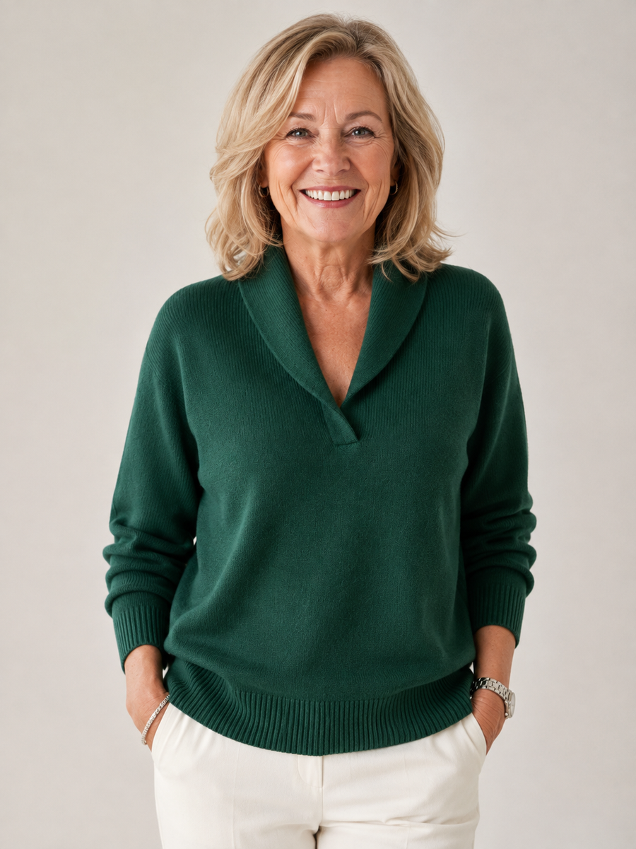Soft V-neck jumper by THE WHITMORE FAMILY, featuring a cozy knit fabric and classic V-neck design for casual style.